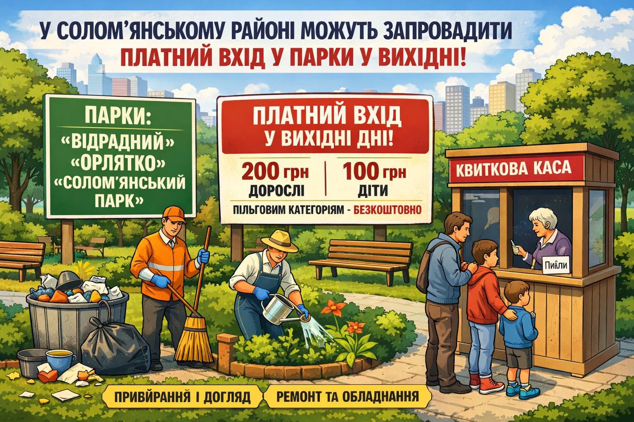 У Солом’янському районі можуть запровадити платний вхід у парки на вихідні